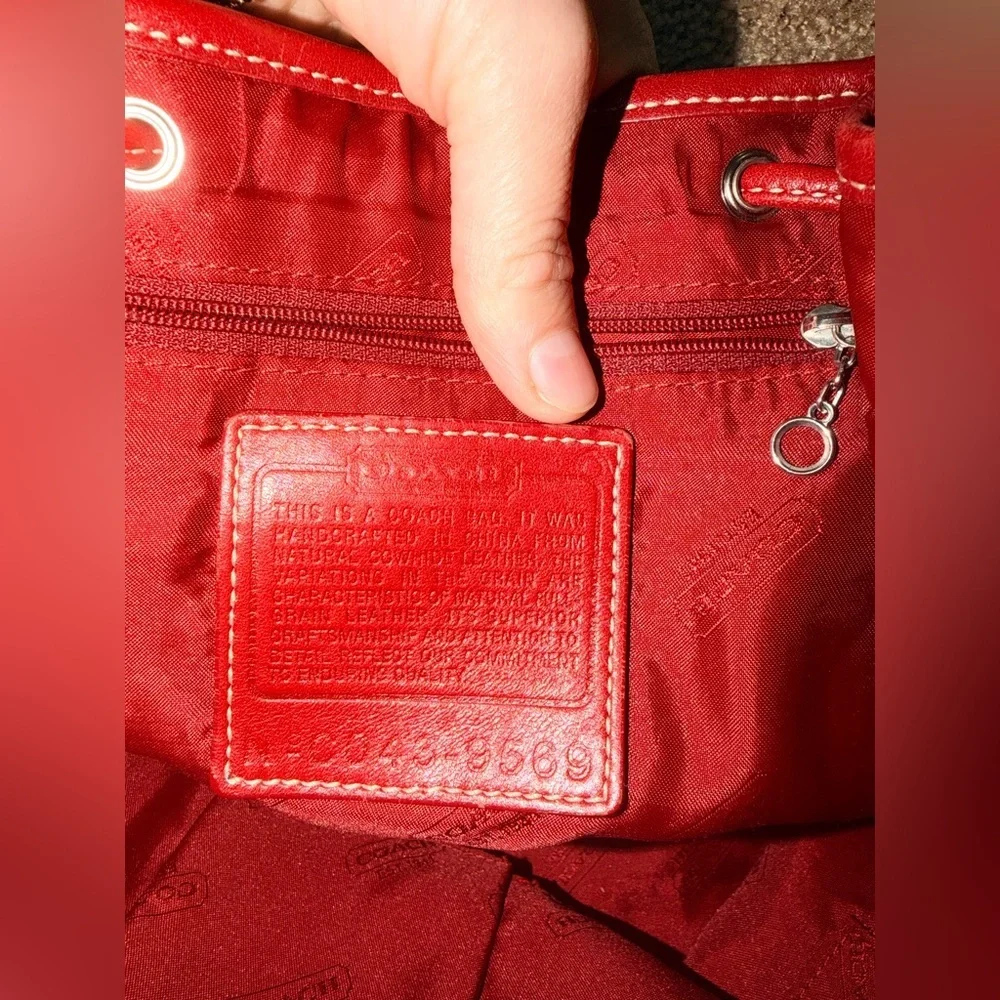 Vintage Coach Legacy Drawstring Leather Backpack dark red leather Style #9569
